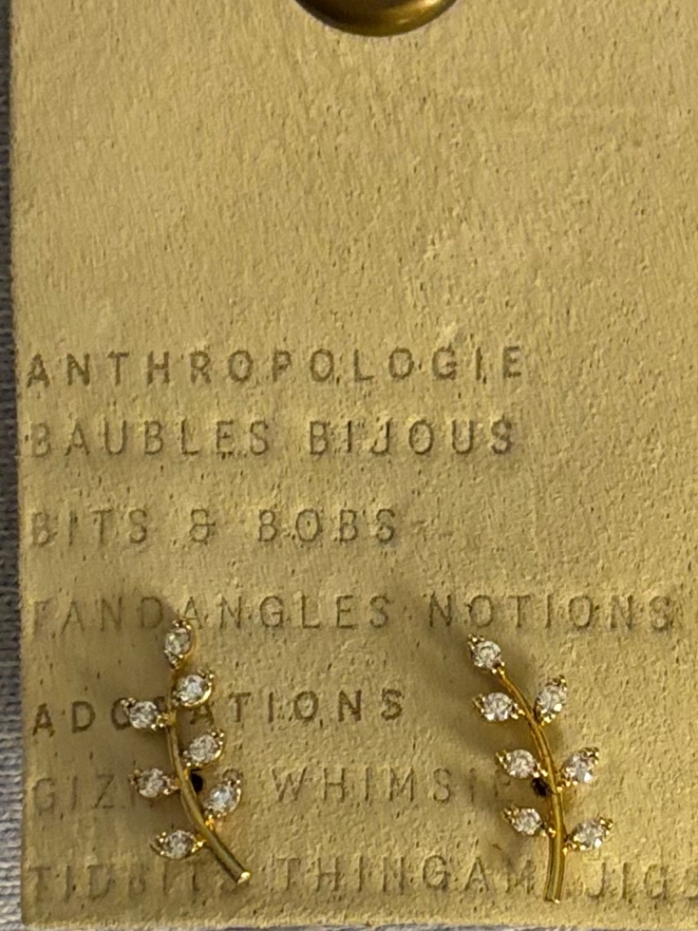 Anthropologie crystal leaf stud earrings